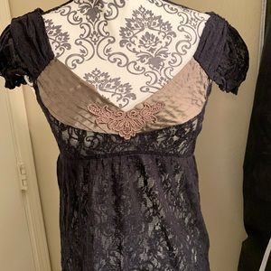 Free People Black lace blouse size small